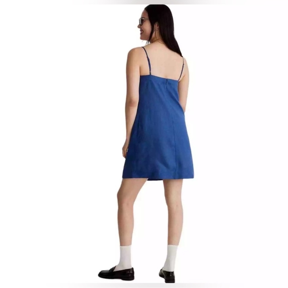 NWOT Madewell - Goldie Mini Dress in Bluestone 100% Linen Women’s Size 00 - Picture 3 of 10